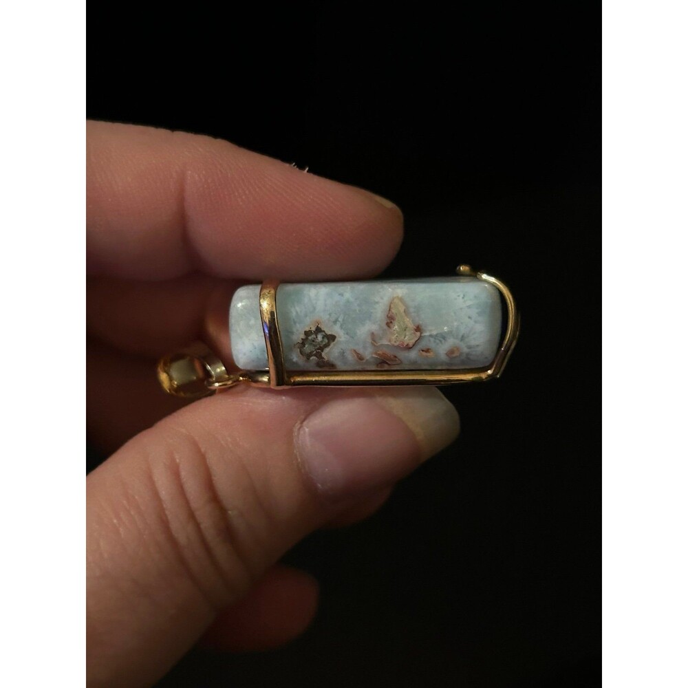 Genuine Larimar Rectangular Pendant - Picture 6 of 12